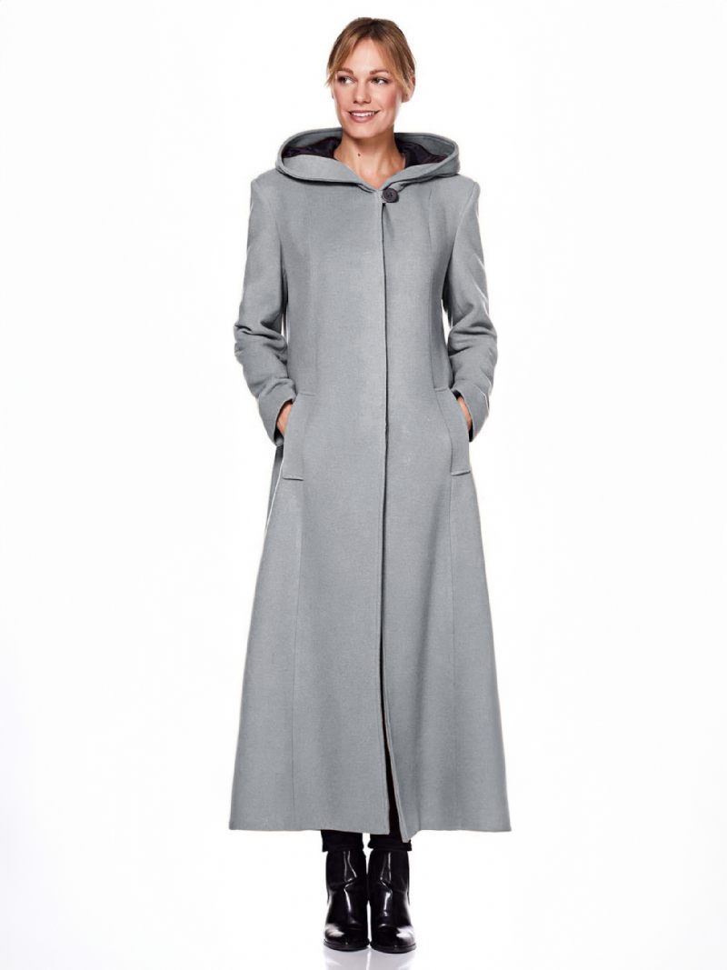 Manteau Portefeuille Pour Femme À Capuche Chaud Surdimensionné Laine Vêtements D'extérieur D'hiver - Gris