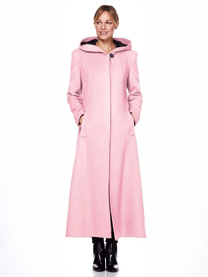 Manteau Portefeuille Pour Femme À Capuche Chaud Surdimensionné Laine Vêtements D'extérieur D'hiver - Rose