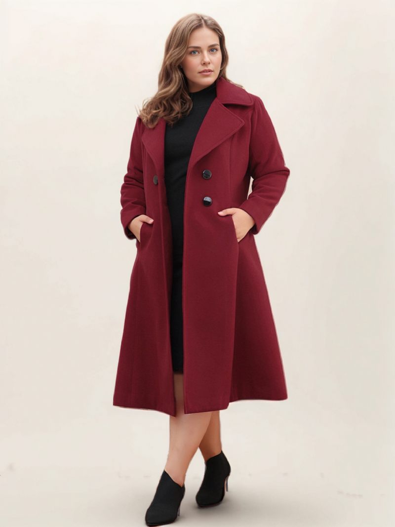 Manteau Portefeuille Grande Taille Pour Femmes Vêtements D'extérieur Chauds D'hiver 2024 - Bourgogne