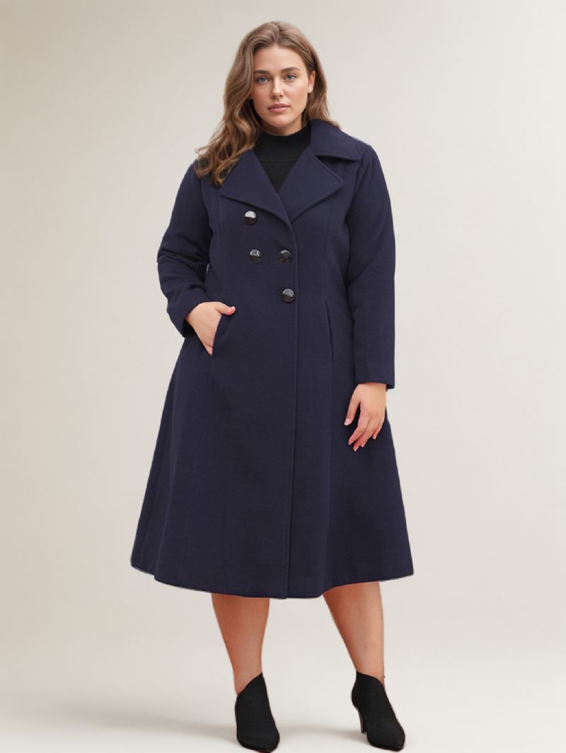 Manteau Portefeuille Grande Taille Pour Femmes Vêtements D'extérieur Chauds D'hiver 2024 - Bleu Royal