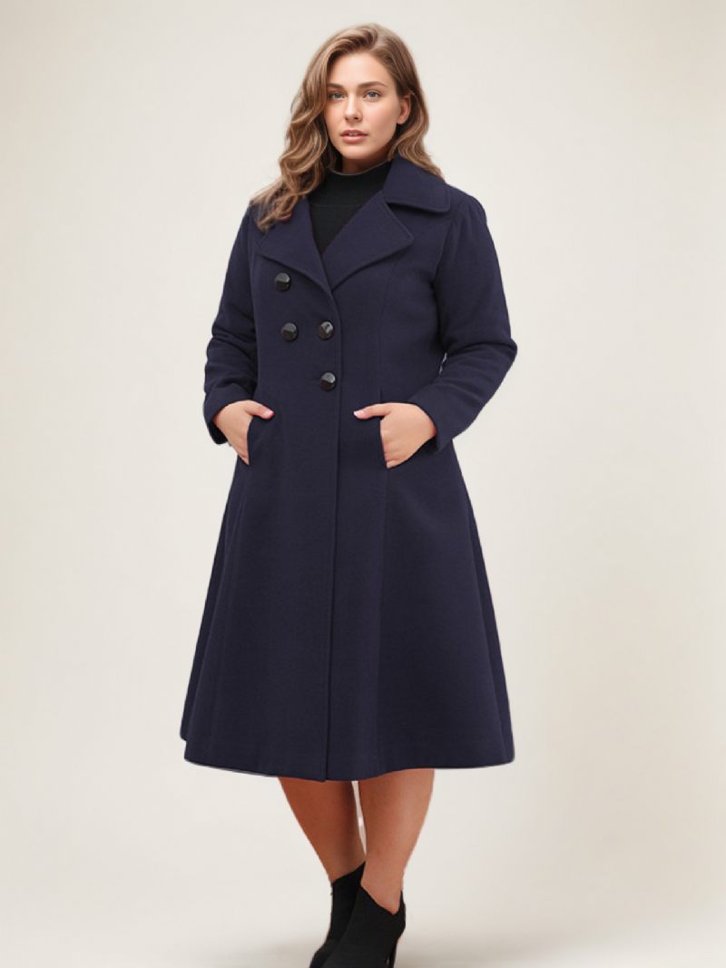 Manteau Portefeuille Grande Taille Pour Femmes Vêtements D'extérieur Chauds D'hiver 2024 - Bleu Royal