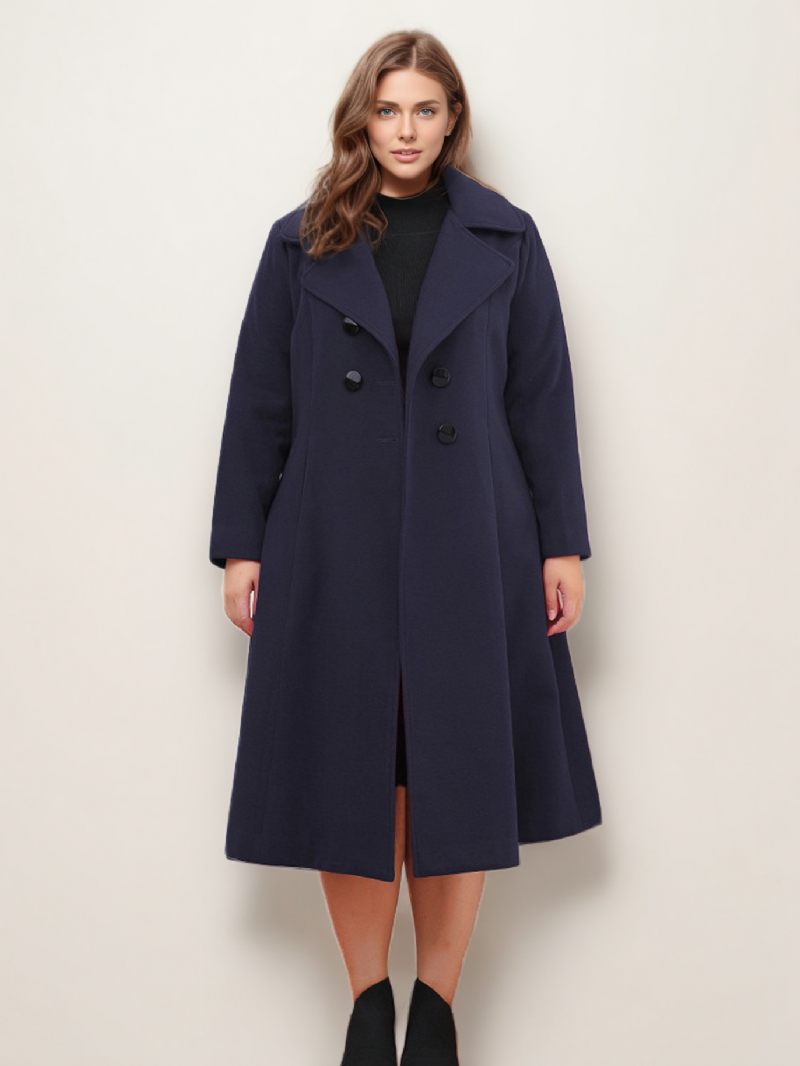 Manteau Portefeuille Grande Taille Pour Femmes Vêtements D'extérieur Chauds D'hiver 2024 - Bleu Royal