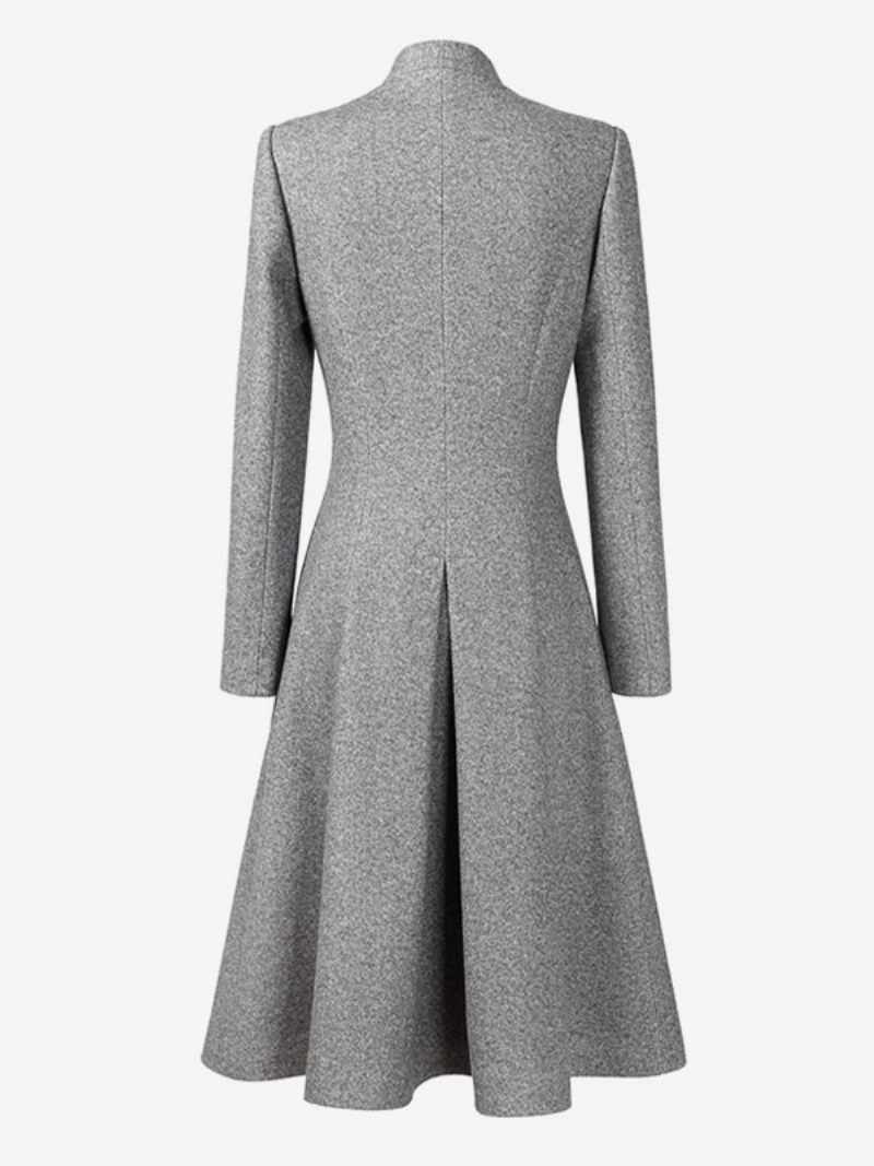 Manteau Portefeuille Gris Pour Femmes Col V Vêtements D'extérieur Chauds D'hiver 2024 - Gris