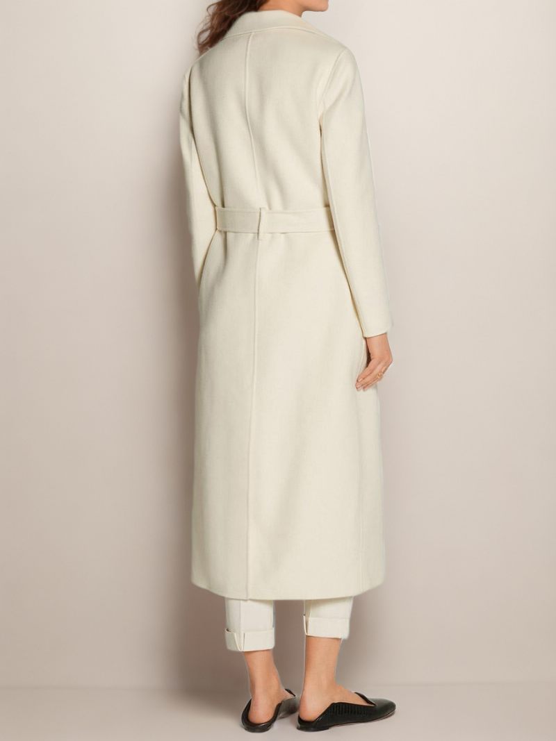 Manteau Warp Avec Ceinture À Revers Pour Tous Les Jours Vêtements D'extérieur Décontractés D'automne Et D'hiver Femme - Blanc