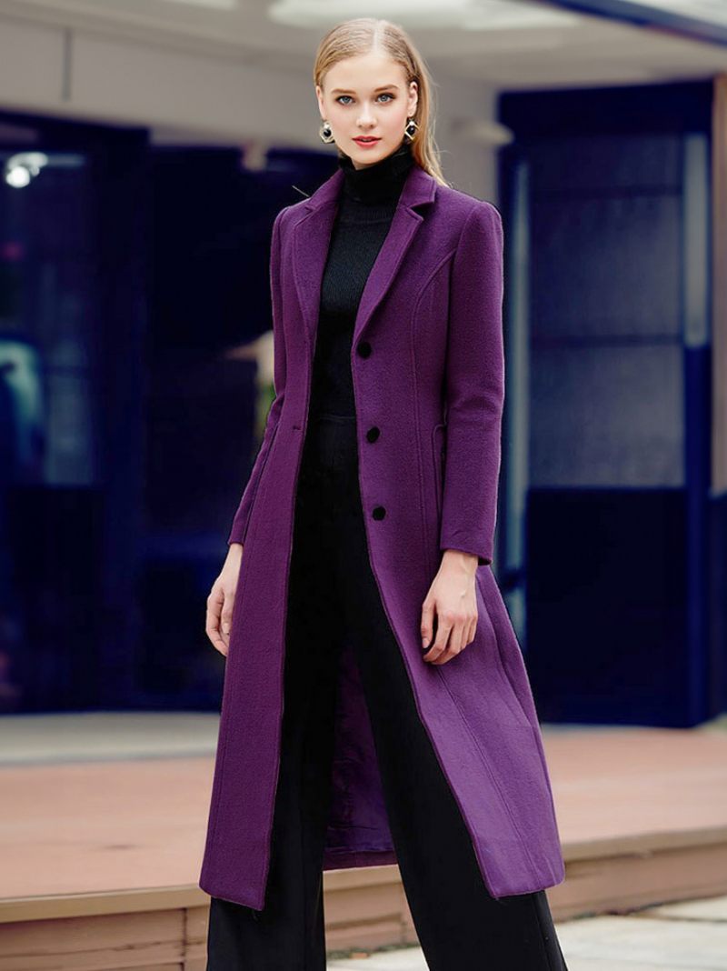 Manteaux Laine Bordeaux Col Cranté Vêtements Sortie D'hiver Pour Femmes - Violet