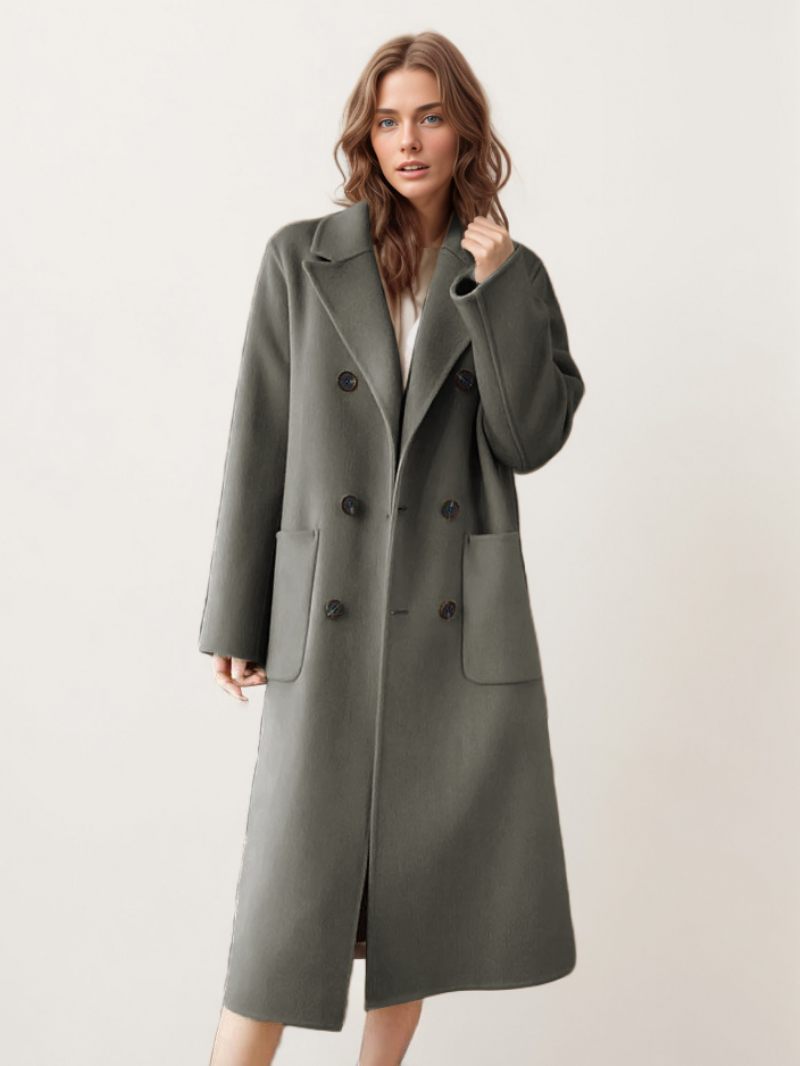 Manteaux Laine À Simple Boutonnage Et Manches Longues Pour Femmes Vêtements D'extérieur D'hiver - Gris