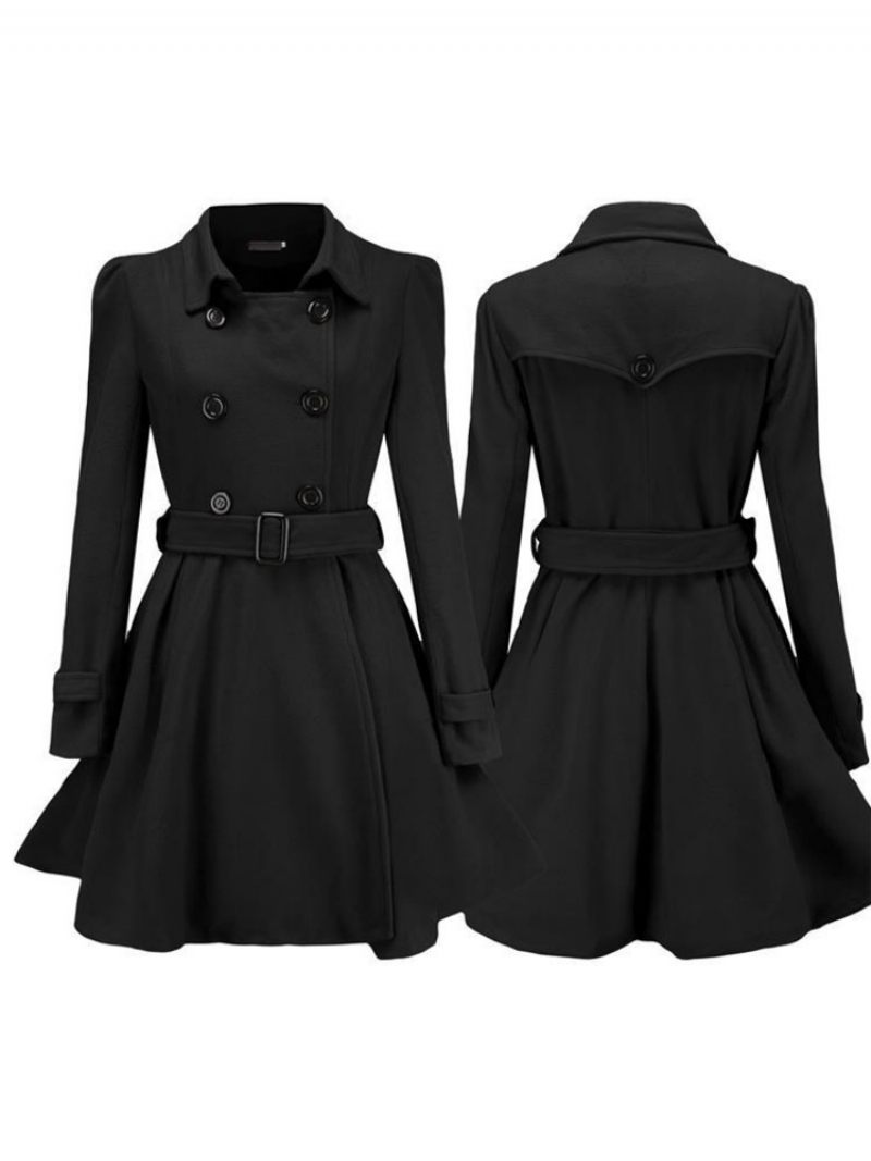 Trench-coat Pour Foulard Tête Femme Veste Caban Vêtements D'extérieur Printemps - Noir