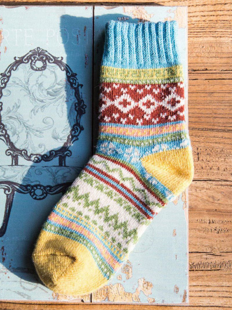 Chaussettes Bleu Poly/coton Mélange Géométrique - Bleu