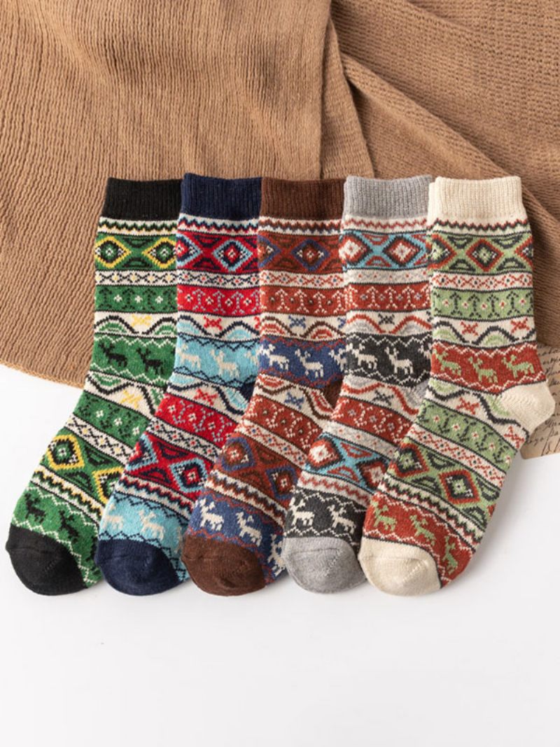 Chaussettes Color Block Laine Marron Café