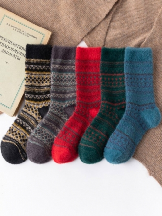 Chaussettes Mélange Coton Motif Aztèque Cadeau Noël Chaussette Chaude D'hiver