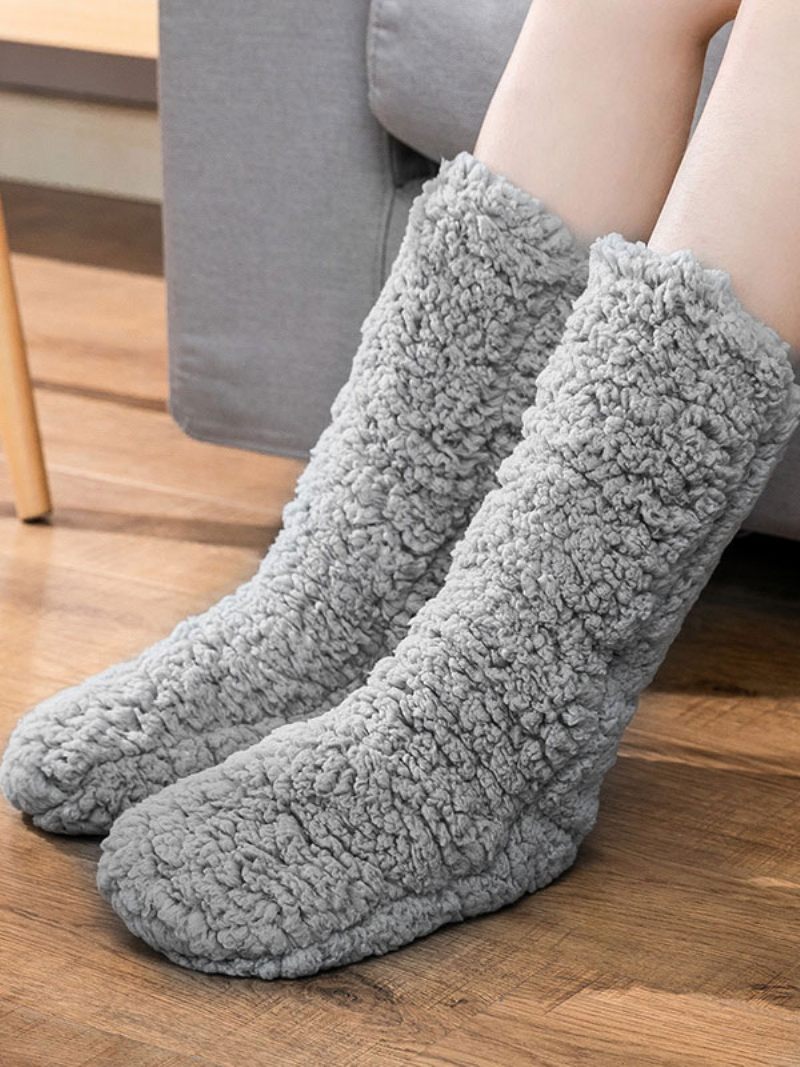 Chaussettes Noires Haute Qualité Tricot Moelleux Épais Chaud Et Confortable Calcetines Felpa Floor Invierno Pour Femmes