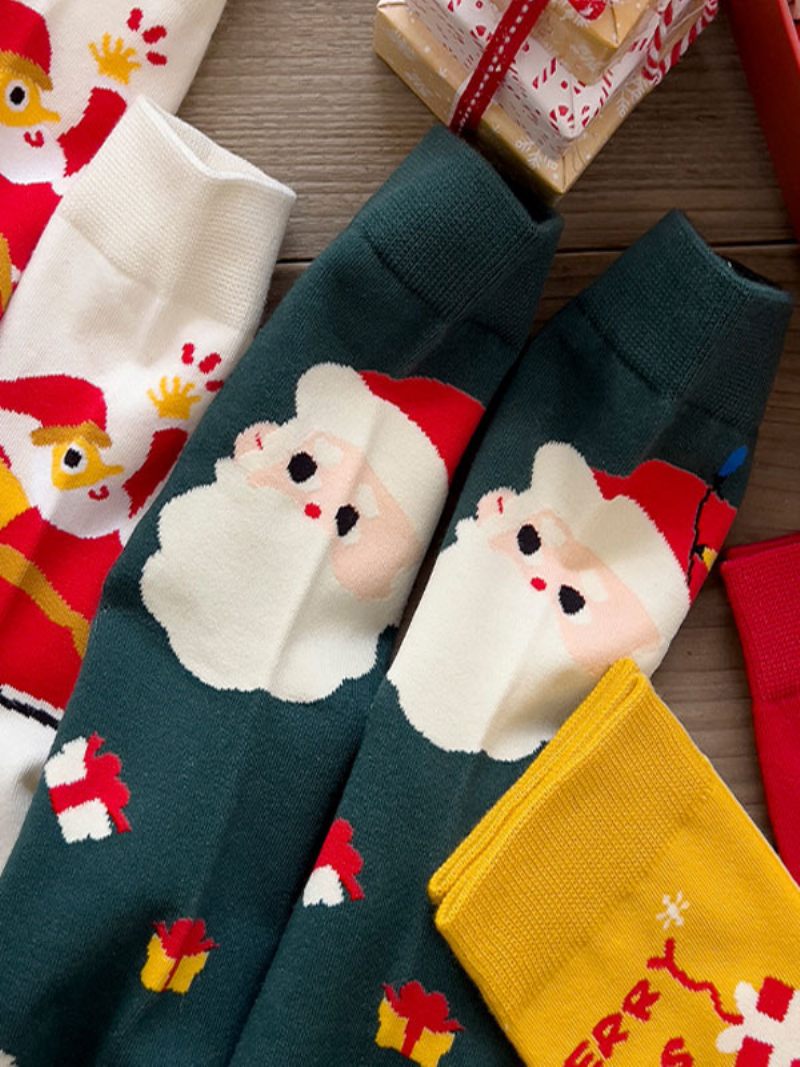 Chaussettes Rouge Mélange Poly/coton Motif Noël Cadeau Vacances Vêtements Maison Hiver Chaud Mignon Acc - Rouge