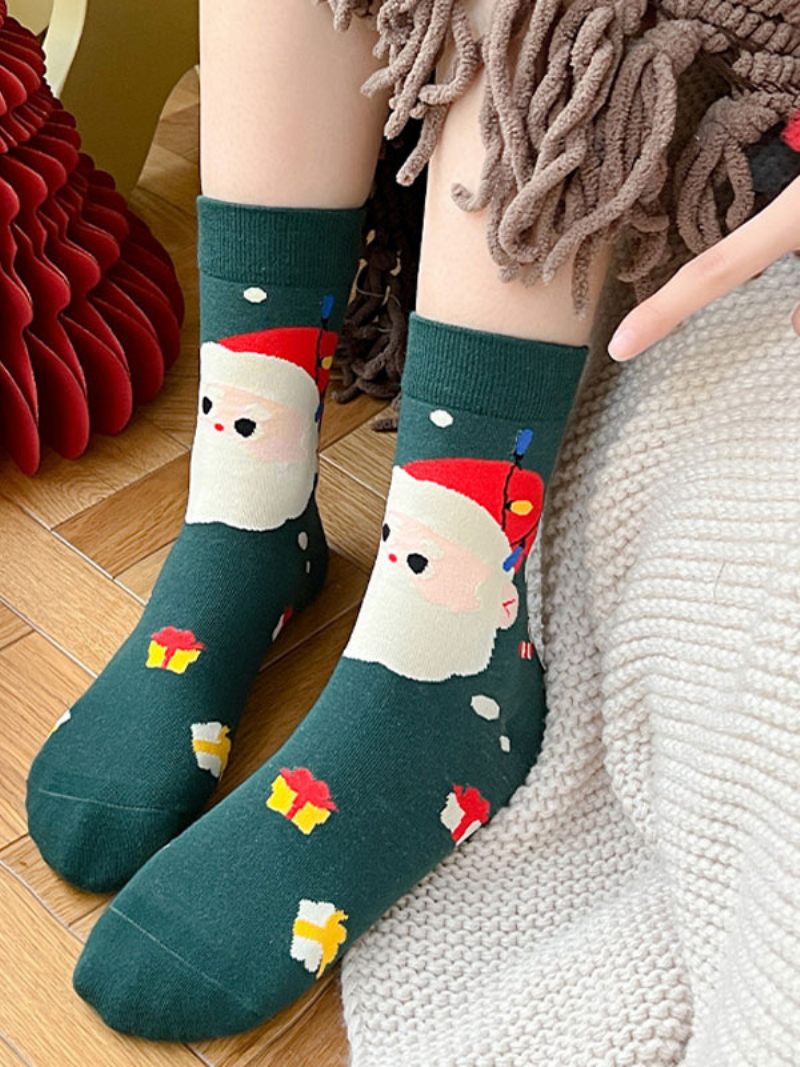 Chaussettes Rouge Mélange Poly/coton Motif Noël Cadeau Vacances Vêtements Maison Hiver Chaud Mignon Acc - Rouge