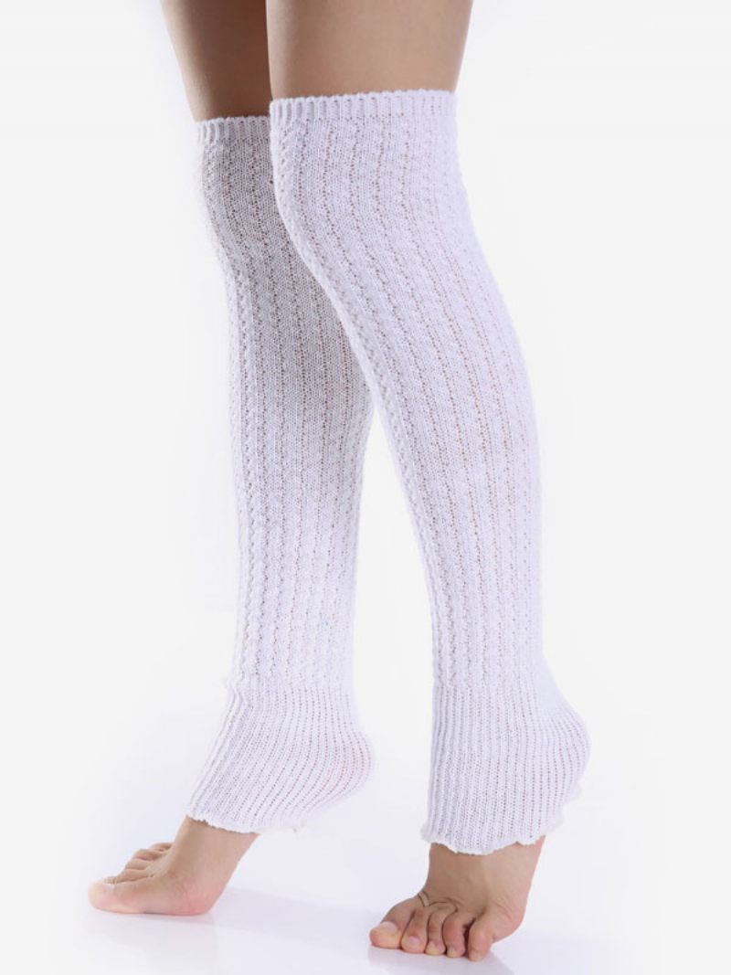 Chaussettes Rouges 1 Paire Jambes Chaudes Pour Femmes Tricotées Automne Hiver Coupe-vent Résistant Au Froid Poignets Bottes Le Yoga - Blanc