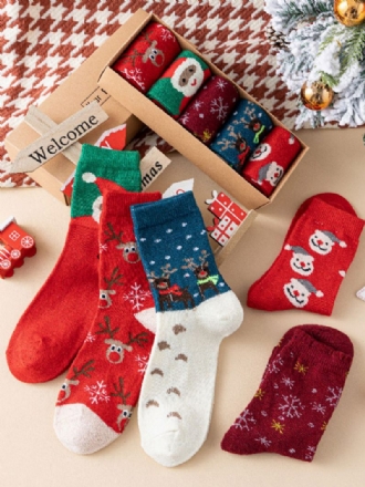 Chaussettes Rouges Coton Mélangé Motif Noël