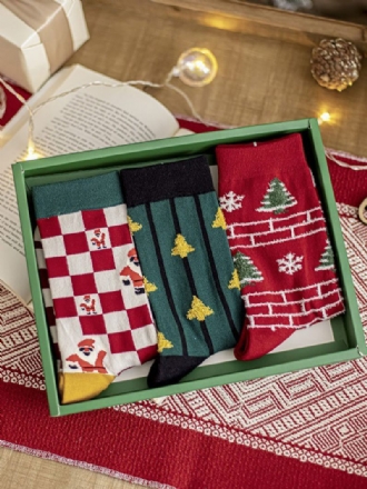 Chaussettes Rouges Coton Mélangé Motif Noël