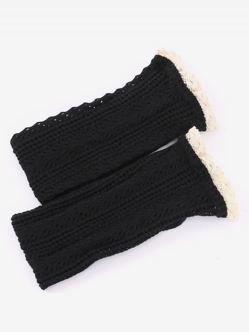 Dentelle Noire Haute Qualité Moelleux Tricot Hiver Épais Chaud Confortable Floue Calcetines Felpa Étage Invierno Femmes Chaussettes - Noir