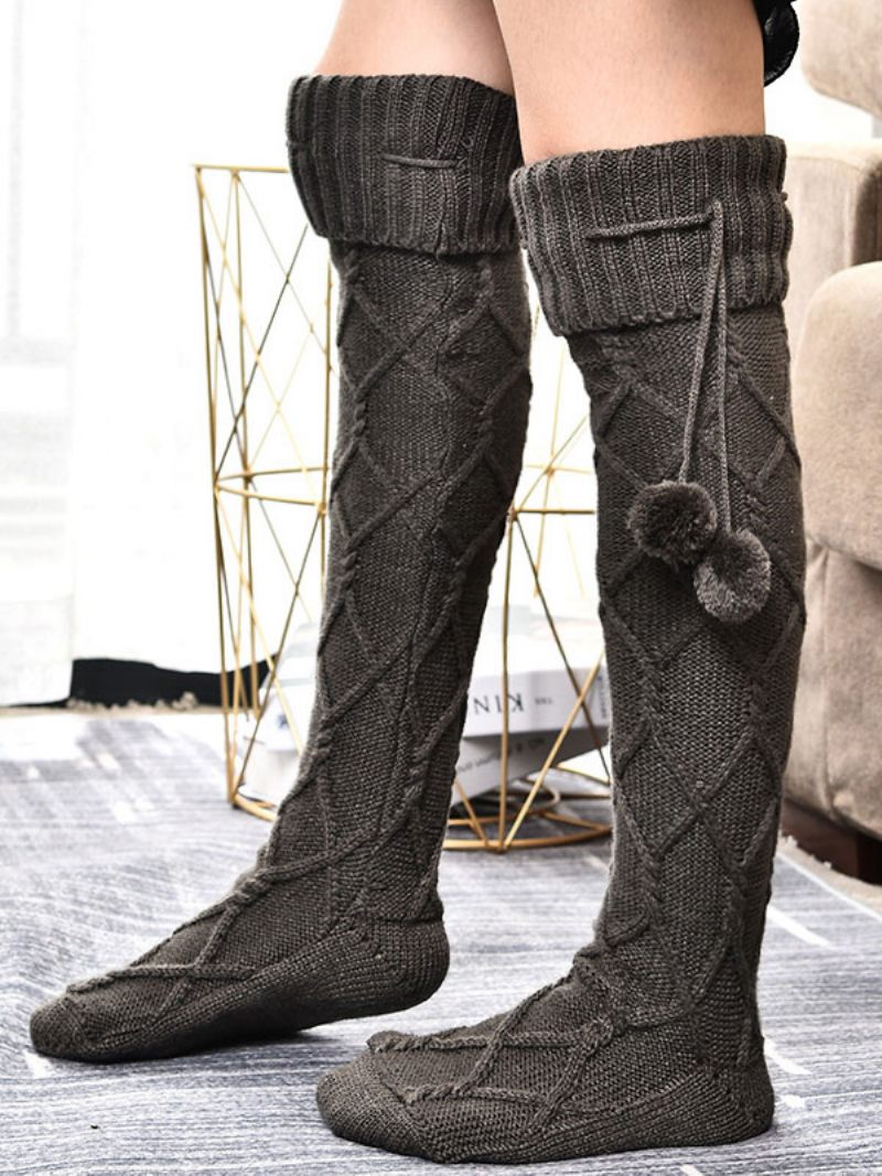 Gris Haute Qualité Moelleux Tricot Hiver Épais Chaud Confortable Floue Calcetines Felpa Étage Invierno Femmes Chaussettes - Gris Foncé