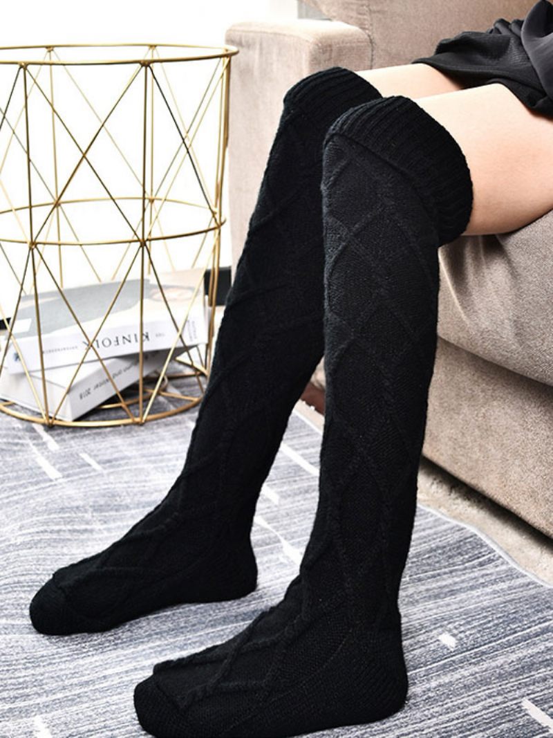 Gris Haute Qualité Moelleux Tricot Hiver Épais Chaud Confortable Floue Calcetines Felpa Étage Invierno Femmes Chaussettes - Noir