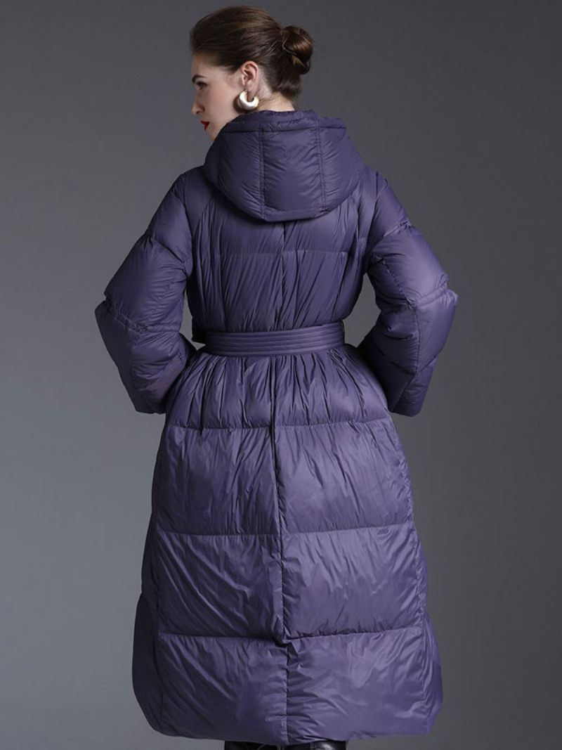 Manteau À Capuche Violet Long Puffer Vêtements Sortie D'hiver Pour Les Femmes - Violet