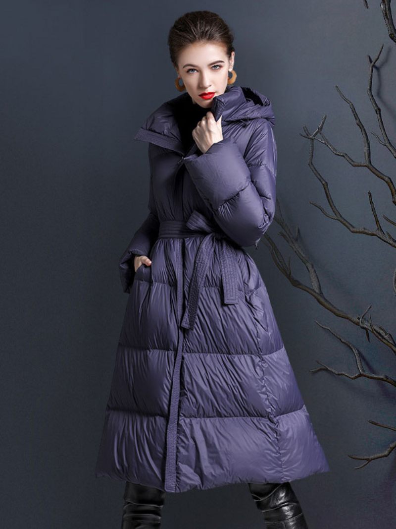 Manteau À Capuche Violet Long Puffer Vêtements Sortie D'hiver Pour Les Femmes - Violet