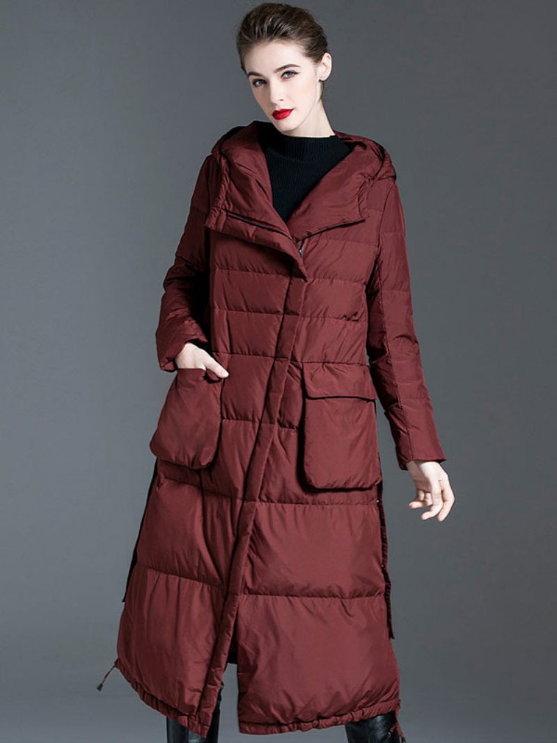 Manteau Duvet Canard Pour Femme Vêtement D'extérieur Chaud Et Décontracté L'hiver 2024 - Bourgogne