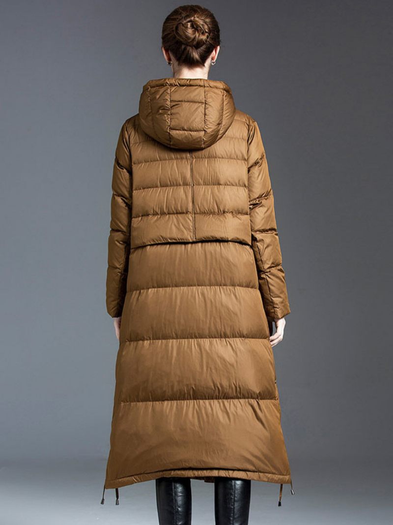 Manteau Duvet Canard Pour Femme Vêtement D'extérieur Chaud Et Décontracté L'hiver 2024 - Marron Café