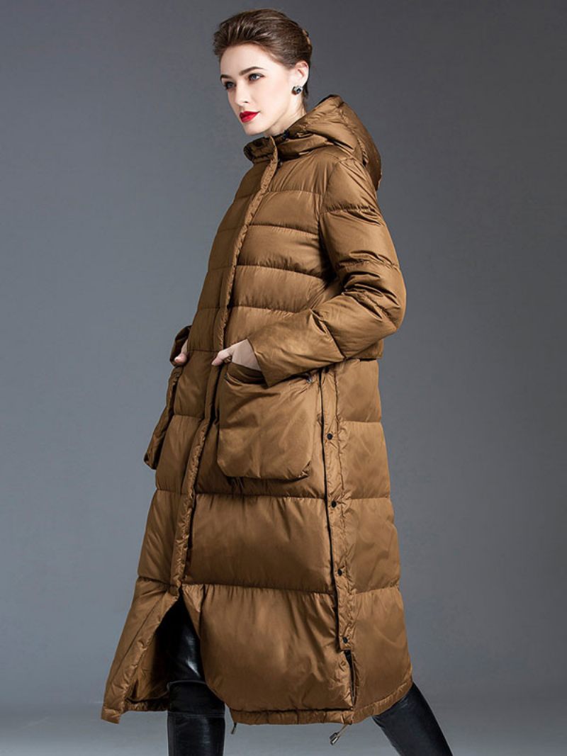 Manteau Duvet Canard Pour Femme Vêtement D'extérieur Chaud Et Décontracté L'hiver 2024 - Marron Café