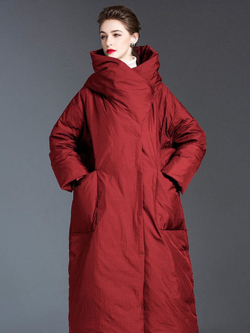 Manteau Duvet Canard Surdimensionné Pour Femme Vêtements D'extérieur Chauds D'hiver - Bourgogne