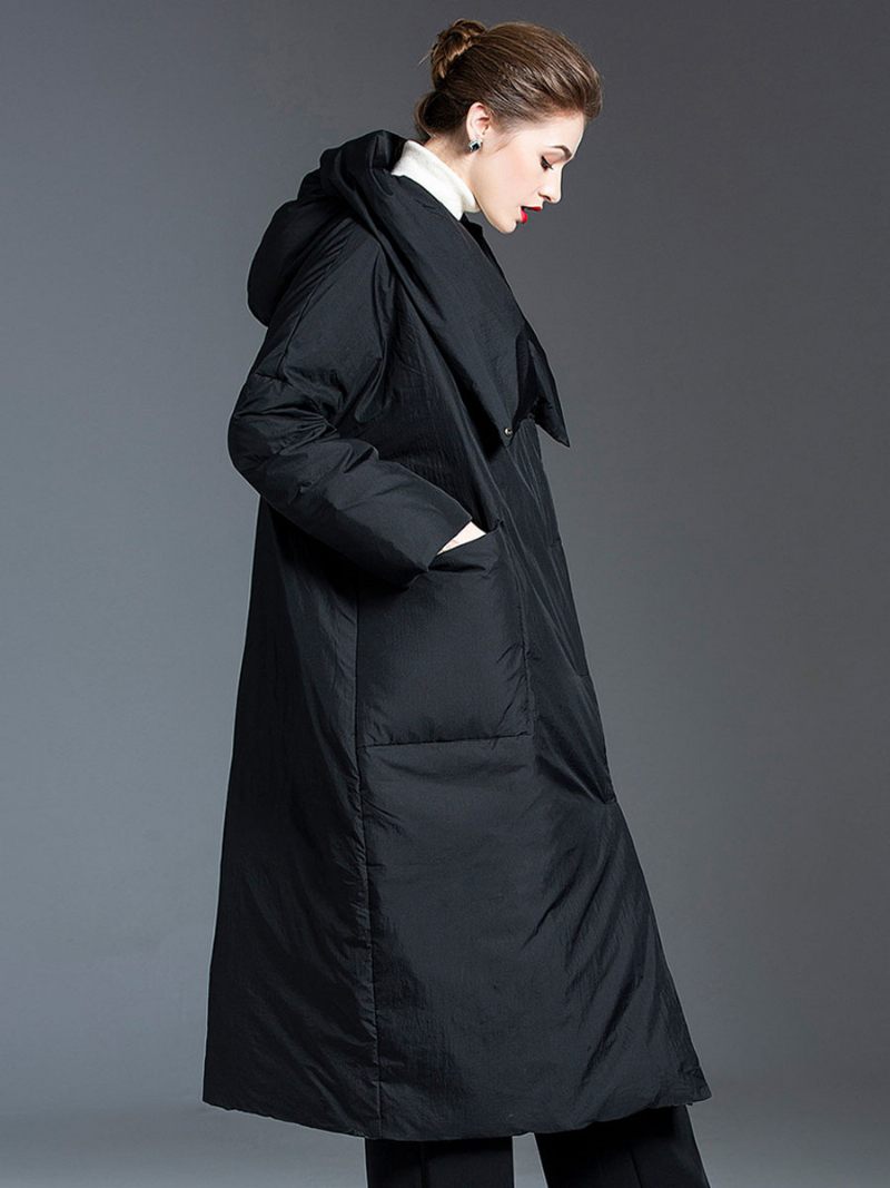 Manteau Duvet Canard Surdimensionné Pour Femme Vêtements D'extérieur Chauds D'hiver - Noir