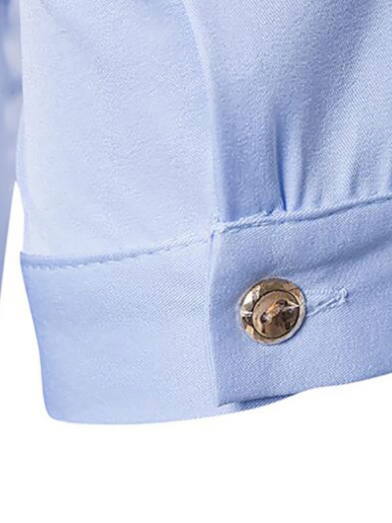 Chemise Décontractée Pour Hommes Col Montant Décontracté Géométrique Bleu Ciel Clair Chemises - Bleu Ciel Clair