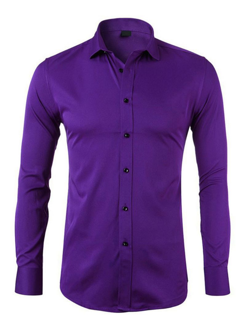 Chemise Décontractée Pour Hommes Col Rabattu Chemises Blanches Amovibles Décontractées - Violet