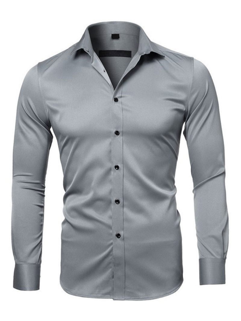 Chemise Décontractée Pour Hommes Col Rabattu Chemises Blanches Amovibles Décontractées - Gris