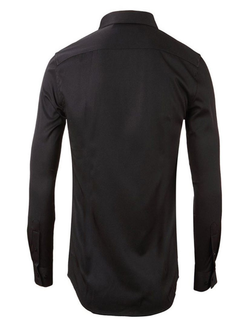 Chemise Décontractée Pour Hommes Col Rabattu Chemises Blanches Amovibles Décontractées - Noir