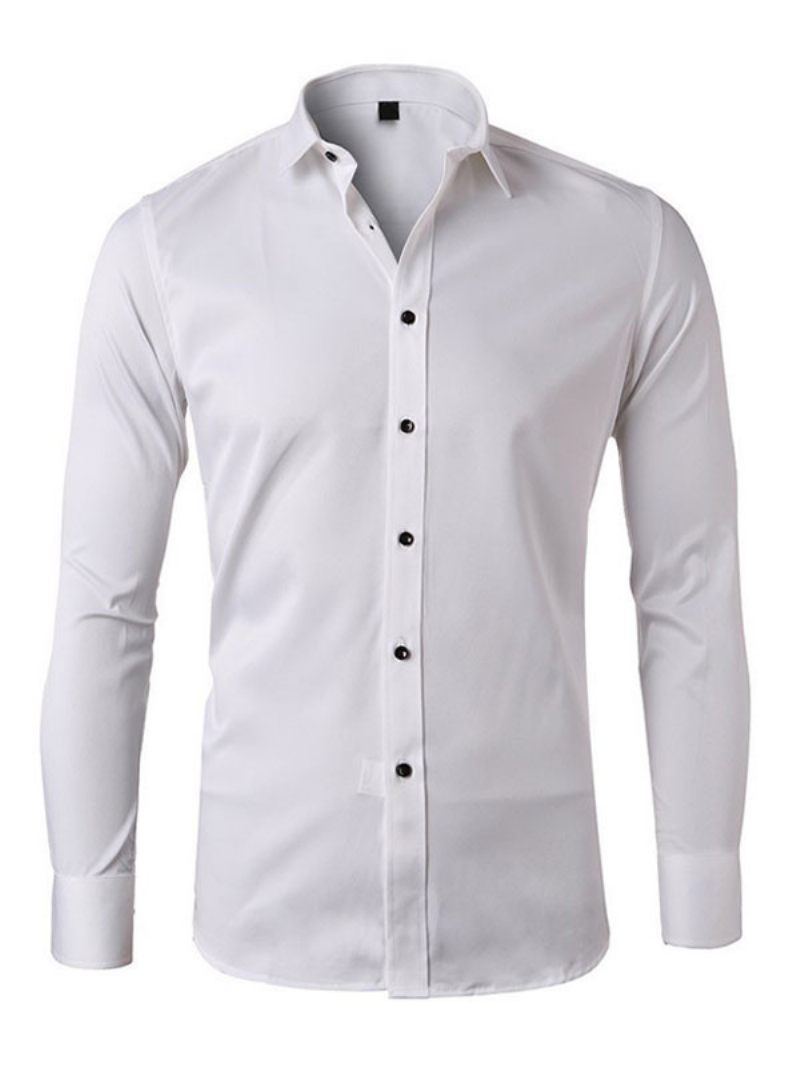 Chemise Décontractée Pour Hommes Col Rabattu Chemises Blanches Amovibles Décontractées - Blanc