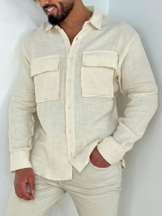 Chemise Décontractée Pour Hommes Col Rabattu Chemises Blanches Chics