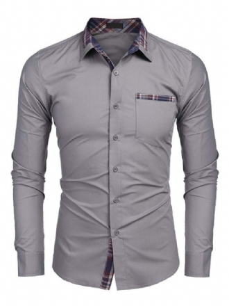 Chemise Décontractée Pour Hommes Col Rabattu Décontracté Bloc Couleur Amovible Bleu Bébé Chemises