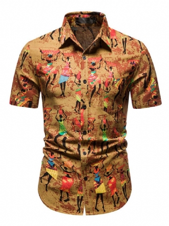 Chemise Décontractée Pour Hommes Col Rabattu Illustration Chemises Ambre