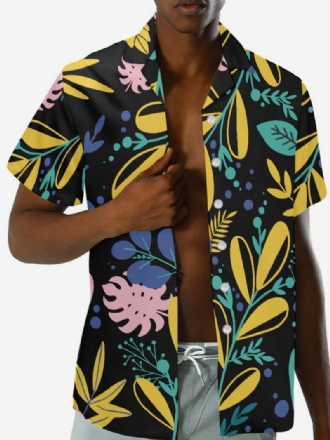 Chemise Hawaïenne À Manches Courtes Pour Hommes Haut Vacances Imprimé Plante