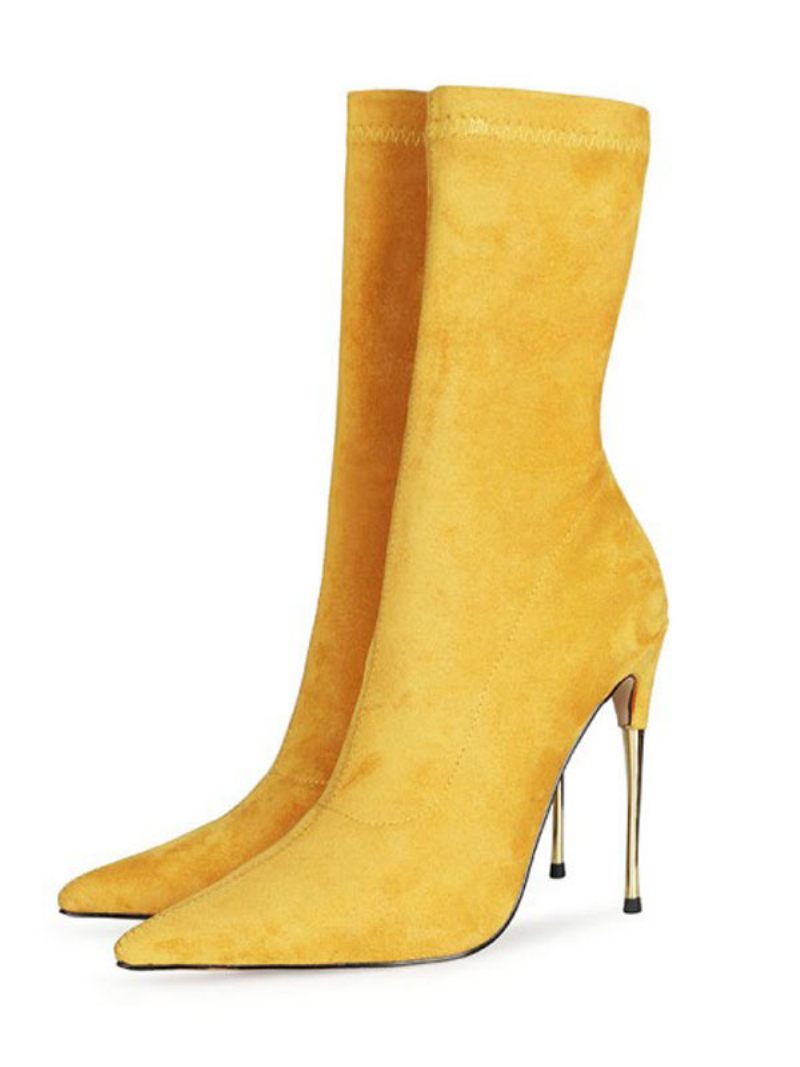 Bottes Chaussettes À Talons Hauts Pour Femmes - Jaune