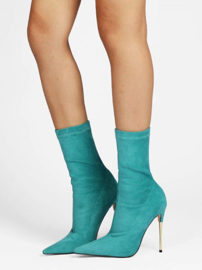 Bottes Chaussettes À Talons Hauts Pour Femmes - Bleu Cyan