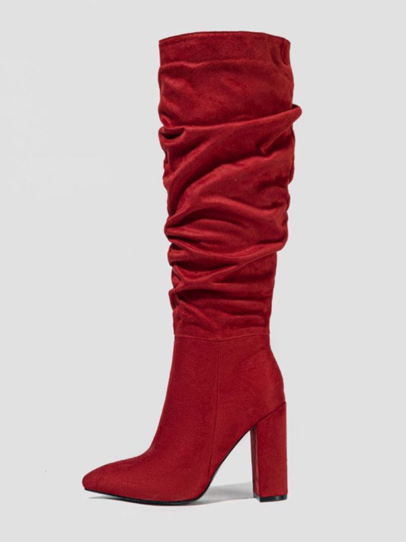 Bottes Chics À Talons Épais Pour Femmes - Rouge