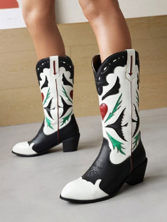 Bottes Cowboy Pour Femmes Mi-mollet À Talon Chiot