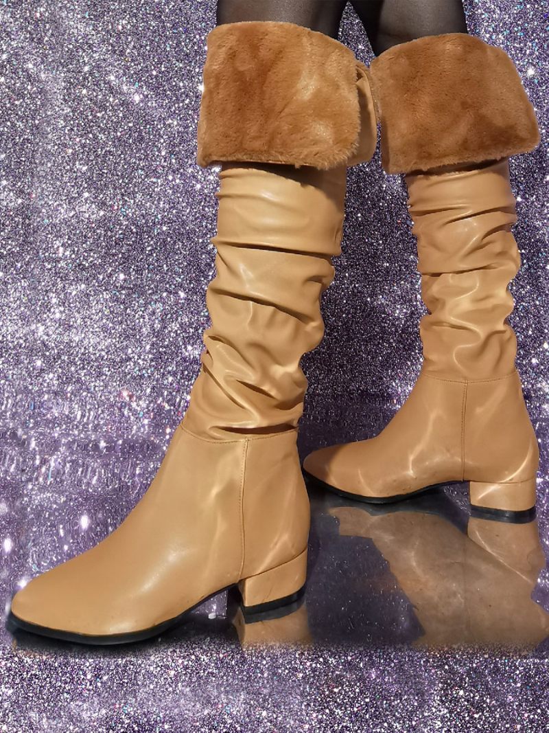 Bottes Hautes Chics À Paillettes Et Talon Chiot Pour Femmes