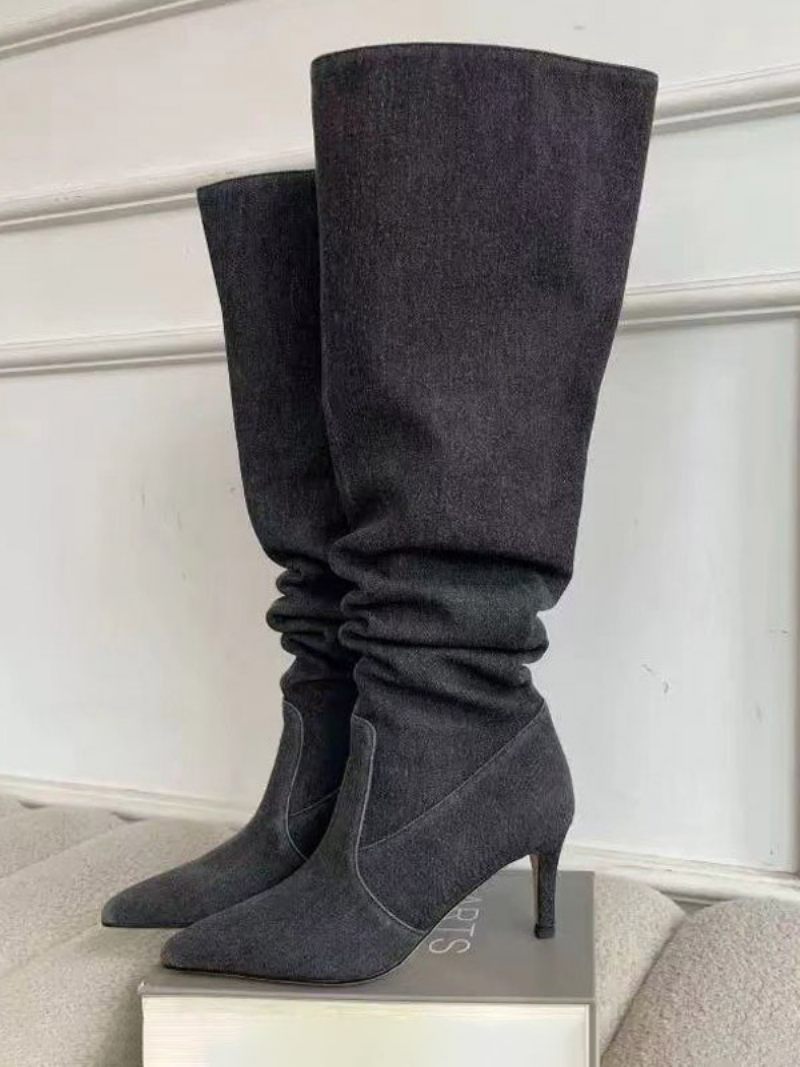 Bottes Hautes Chics À Talons Aiguilles Pour Femmes - Noir