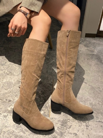 Bottes Hautes Chics À Talons Épais Pour Femmes