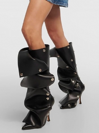 Bottes Hautes Pour Femmes Bout Pointu À Talons Hauts Amovibles Longueur Au Genou