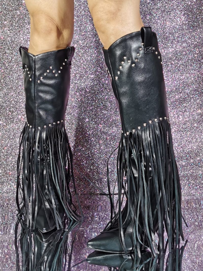 Bottes Hautes Sexy À Talons Aiguilles Pour Femmes - Noir