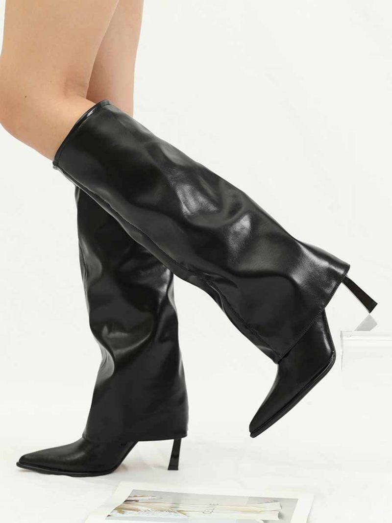 Bottes Hauteur Genou Cuir Pu Pour Femmes