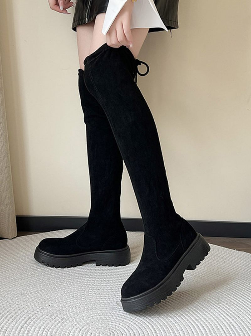 Bottes Hauteur Genou Cuir Suédé Pour Femmes